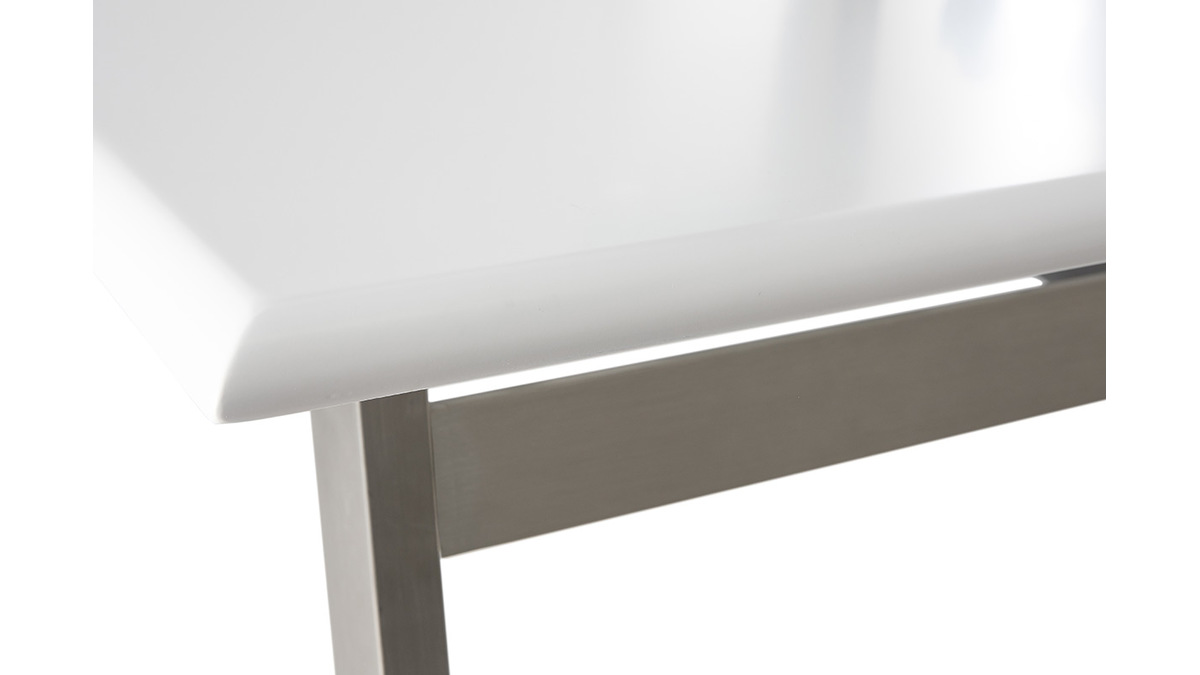 Tavolo da pranzo design allungabile bianco e metallo L190-240 MARNY