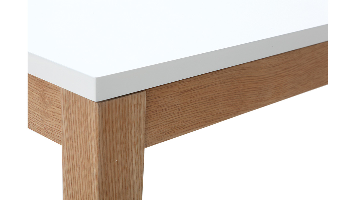 Tavolo da pranzo design allungabile bianco gambe in legno L180-260 DELAH