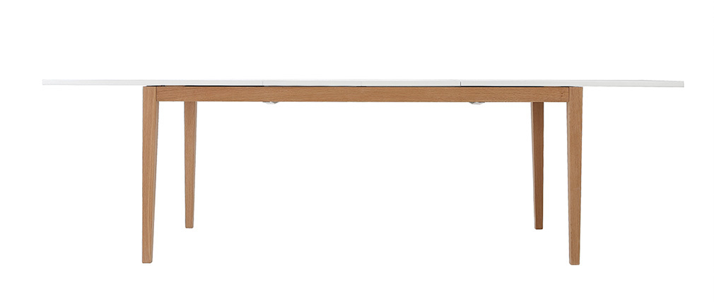 Tavolo da pranzo design allungabile bianco gambe in legno L180-260 DELAH