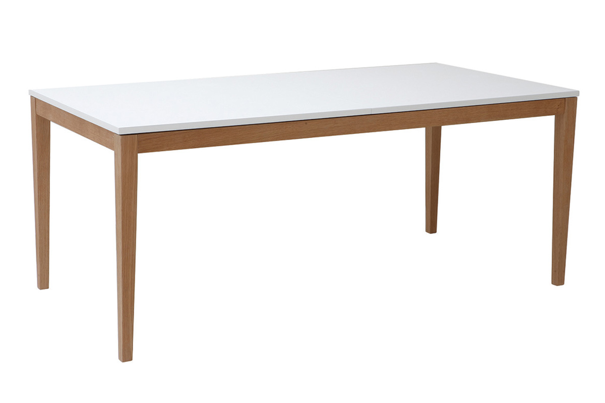 Tavolo da pranzo design allungabile bianco gambe in legno L180-260 DELAH