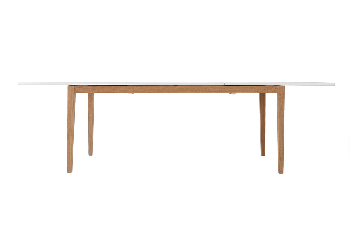 Tavolo da pranzo design allungabile bianco gambe in legno L180-260 DELAH