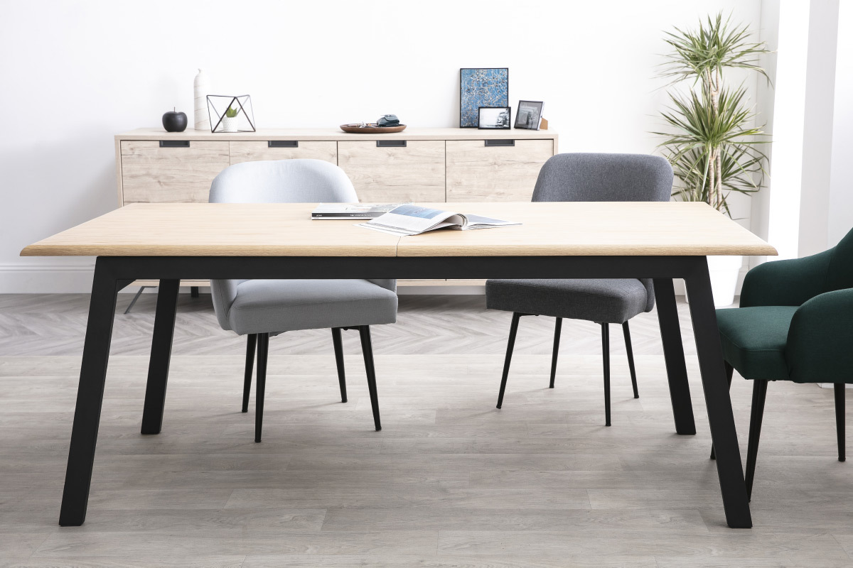 Tavolo da pranzo design allungabile legno e metallo L190-240 MARNY