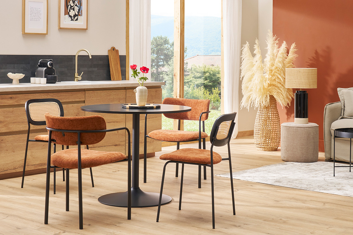 Tavolo da pranzo design bianco e nero rotondo D90 cm CALISTA