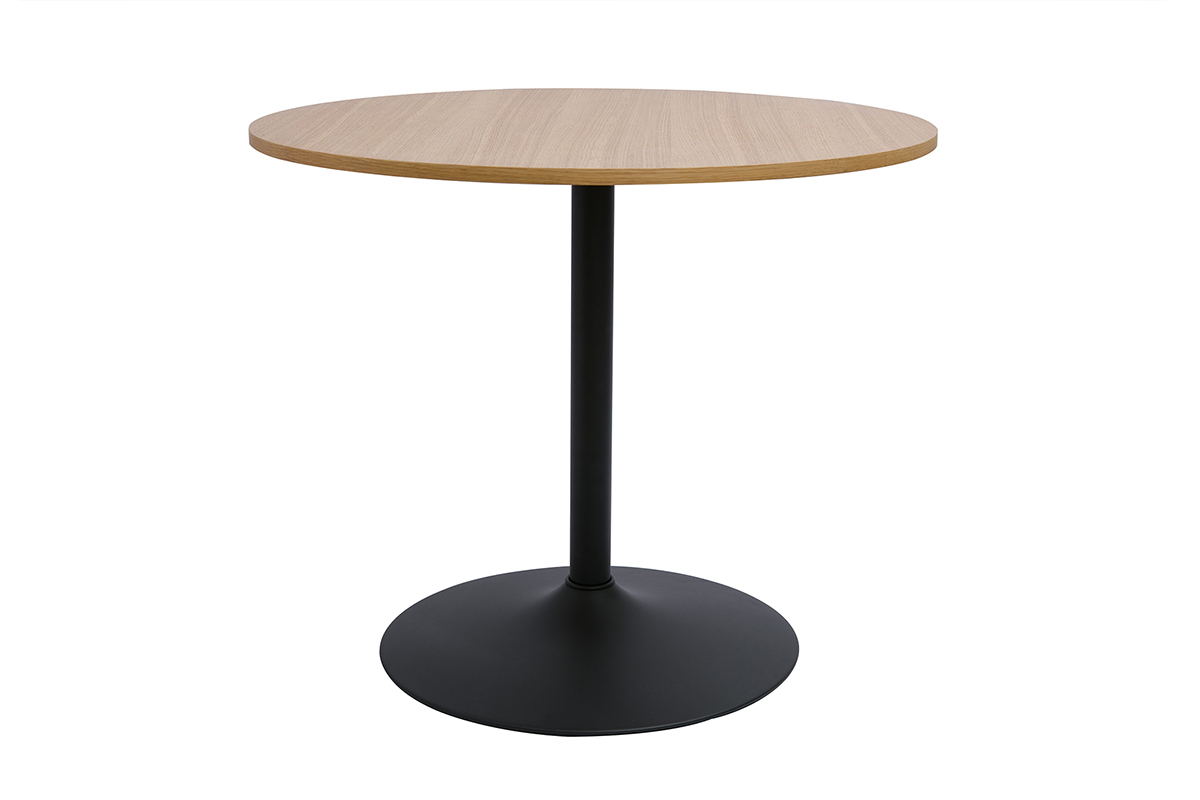 Tavolo da pranzo design bianco e nero rotondo D90 cm CALISTA