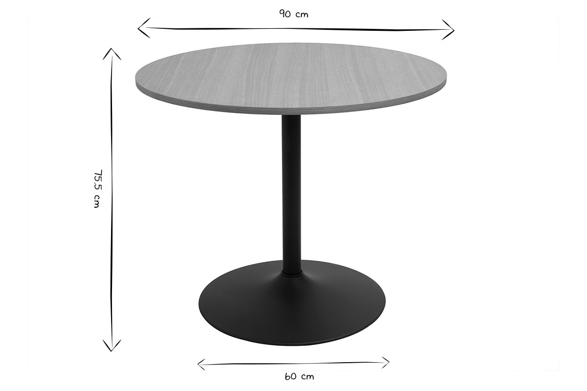 Tavolo da pranzo design bianco e nero rotondo D90 cm CALISTA