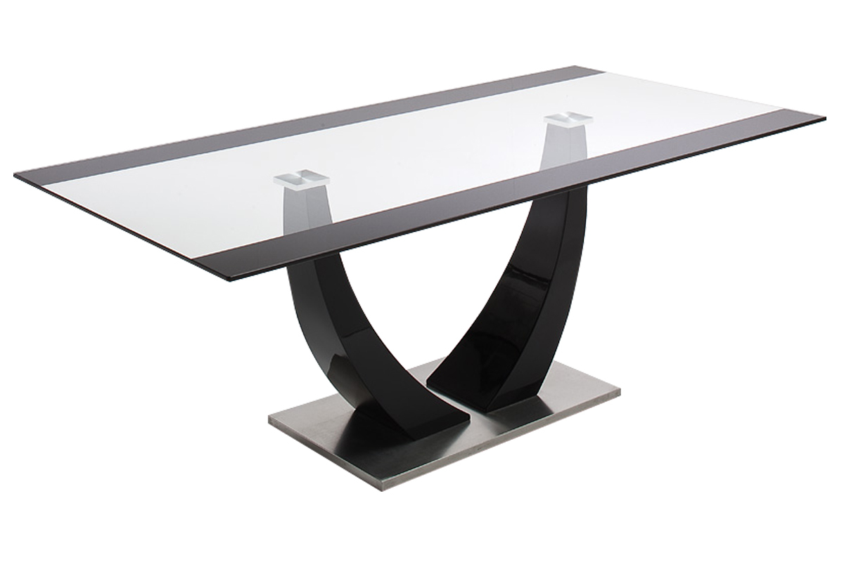 Tavolo da pranzo design in vetro e laccato nero 200 cm PEARL