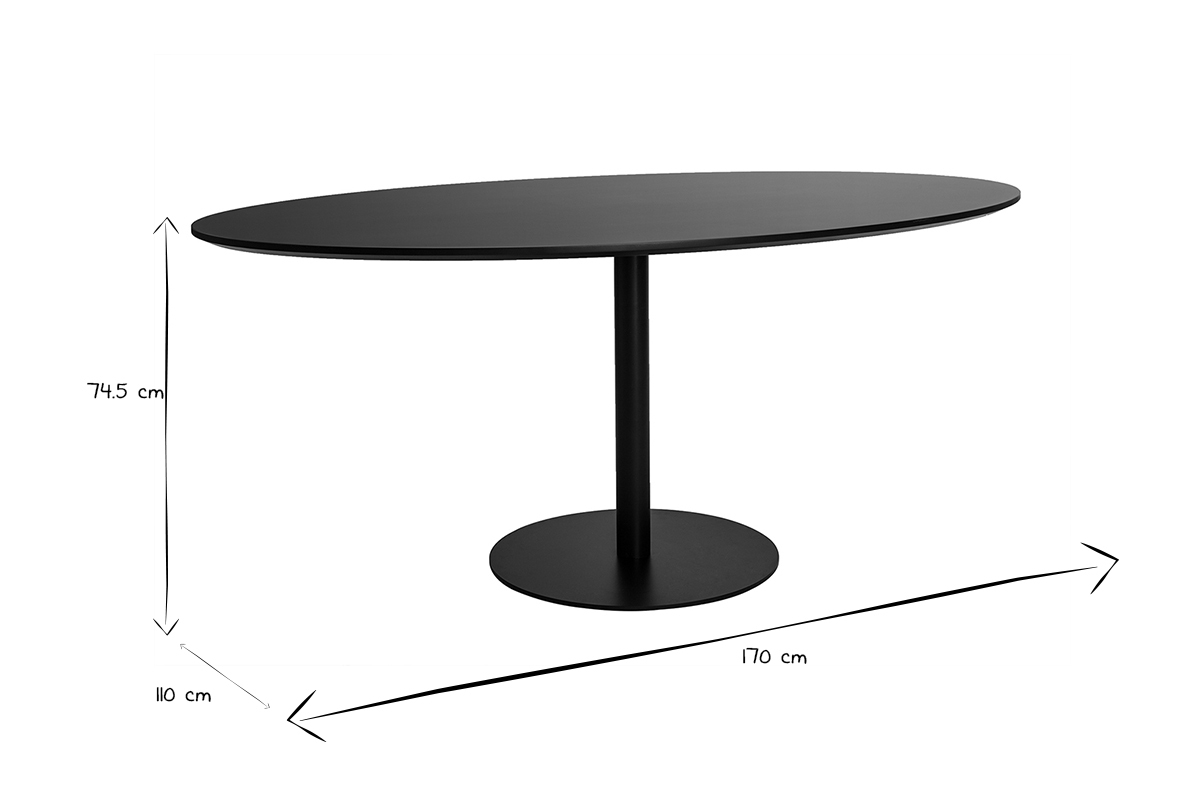 Tavolo da pranzo design nero ovale L170 cm HALIA