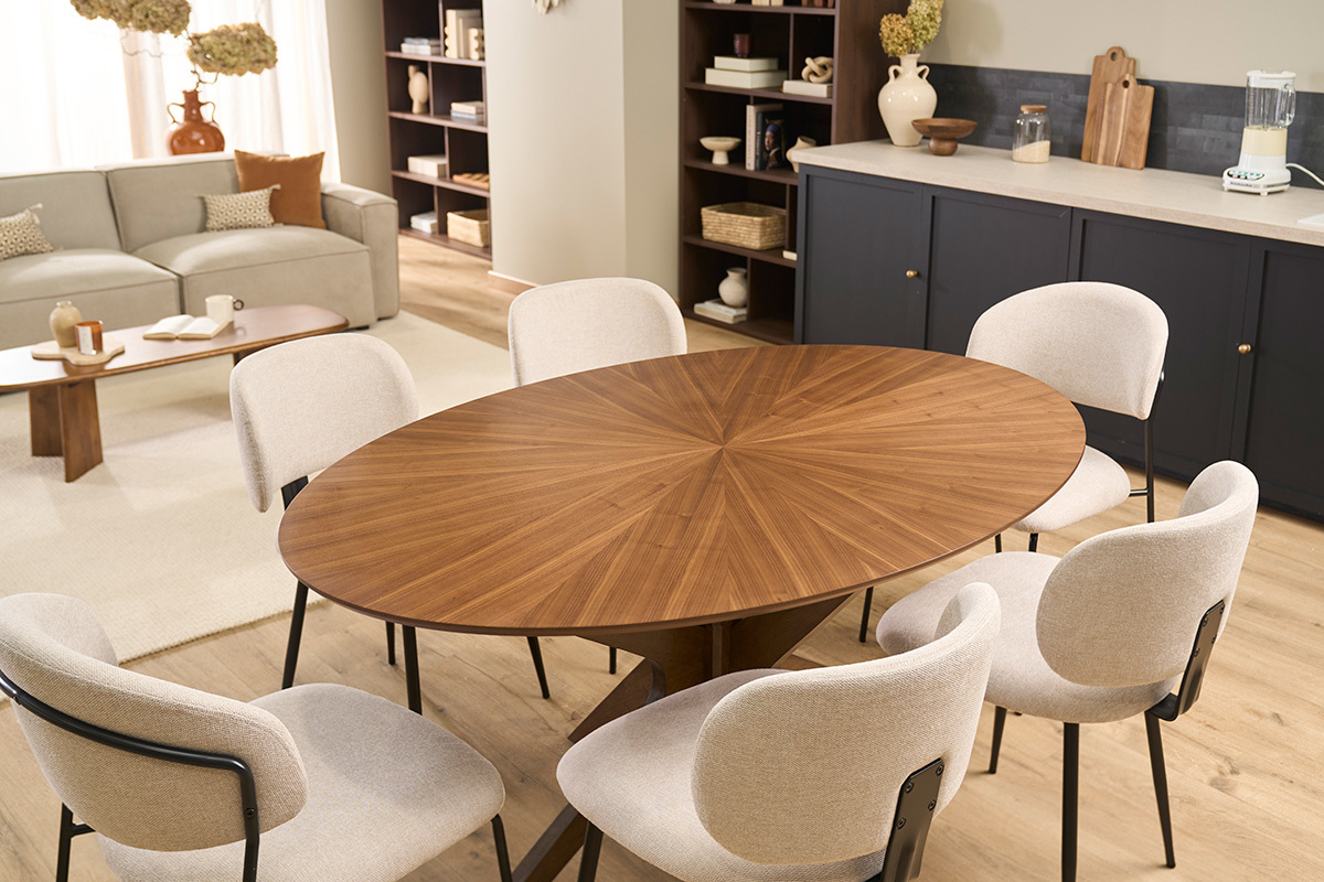 Tavolo da pranzo design ovale in noce L160 cm DIELLI