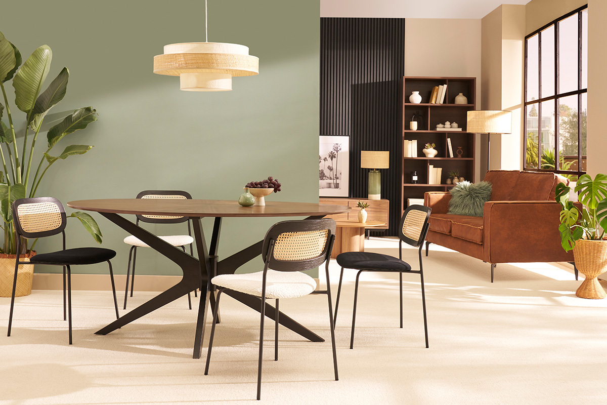 Tavolo da pranzo design ovale noce L160 cm DIELLI