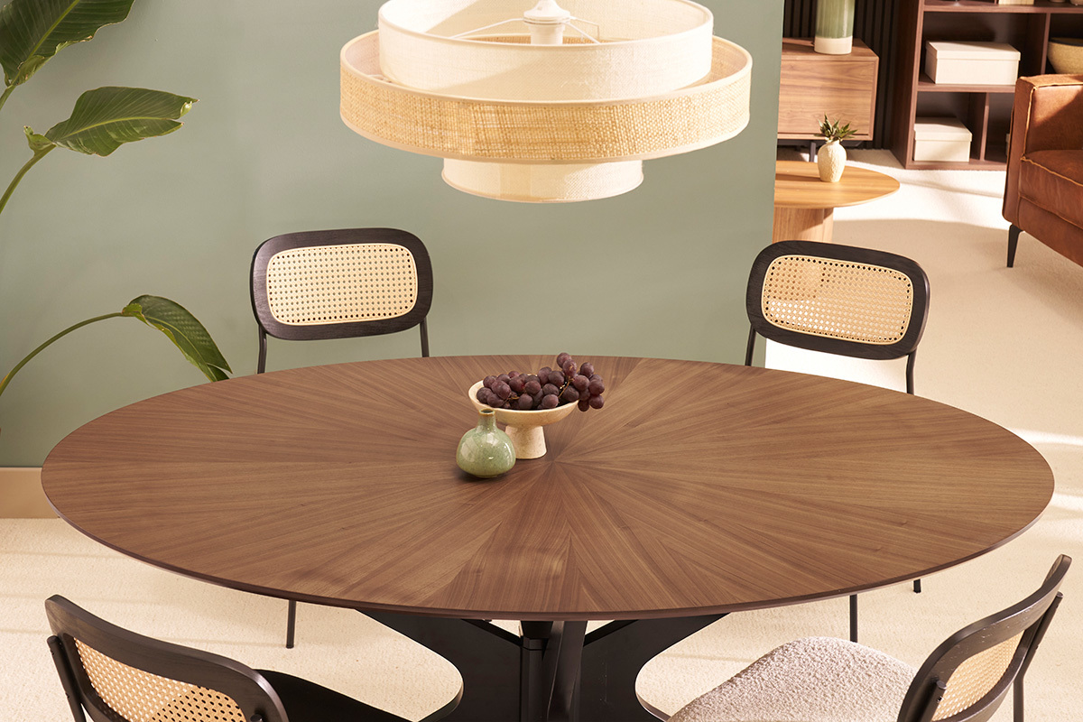 Tavolo da pranzo design ovale noce L160 cm DIELLI