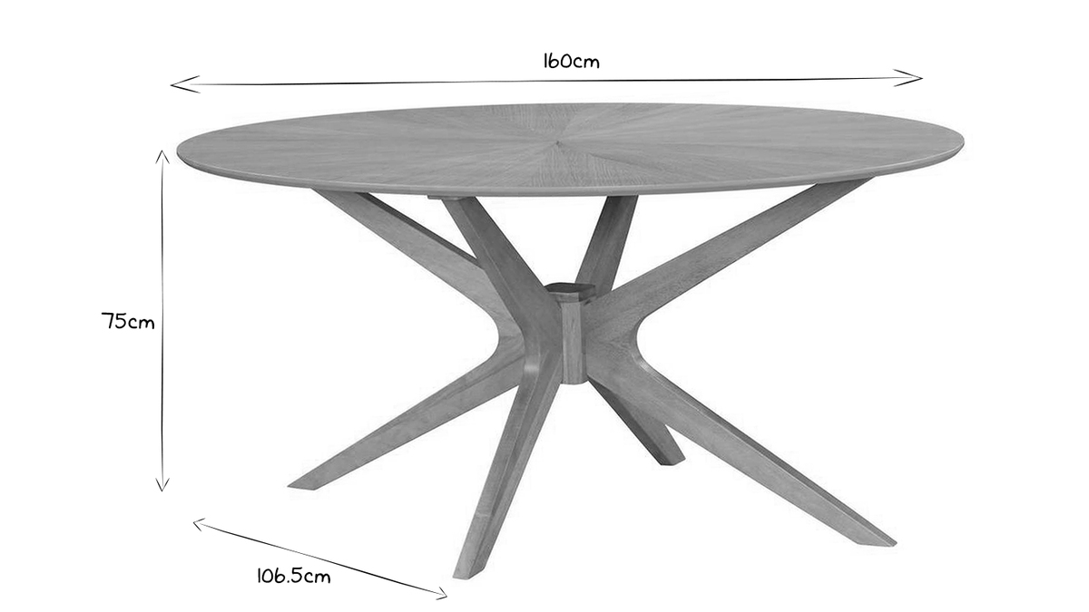 Tavolo da pranzo design ovale rovere L160 cm DIELLI