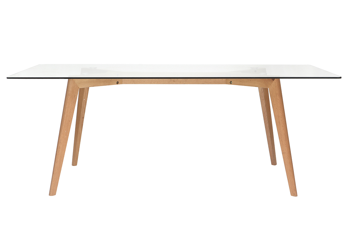 Tavolo da pranzo design rettangolare con ripiano in vetro L200 DAVOS