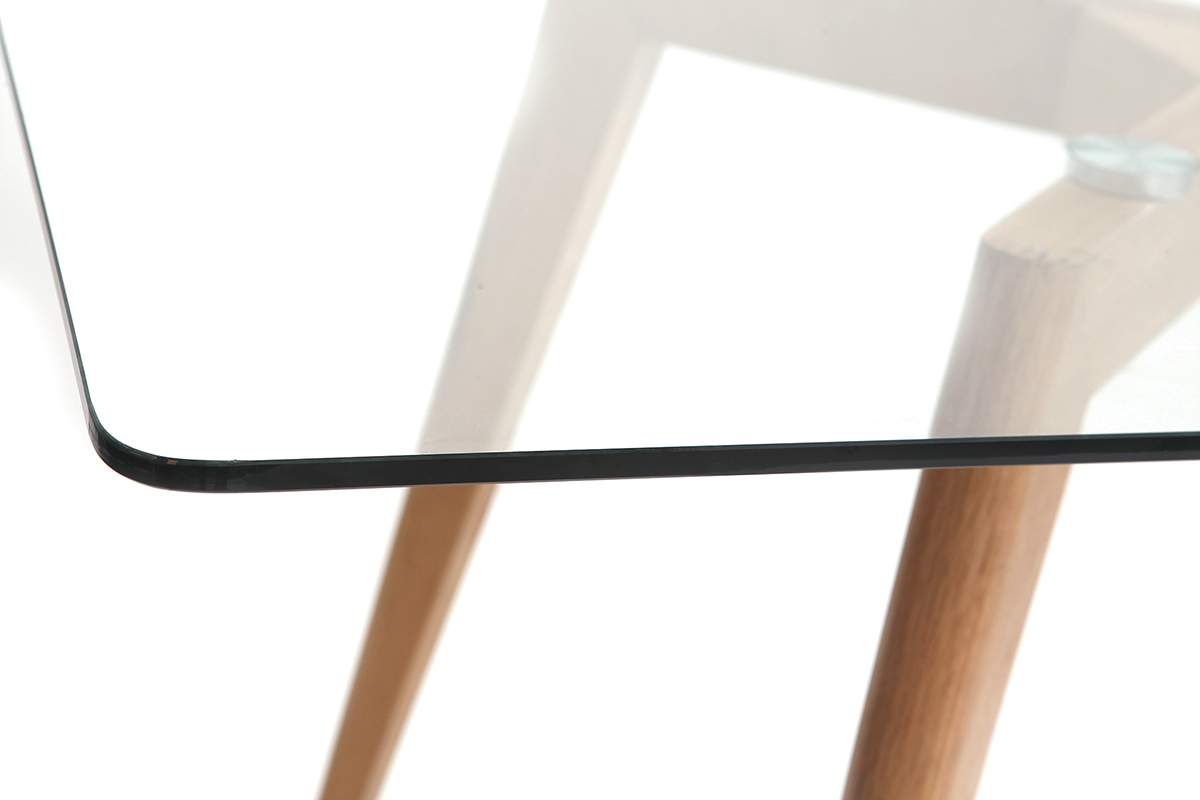 Tavolo da pranzo design rettangolare con ripiano in vetro L200 DAVOS