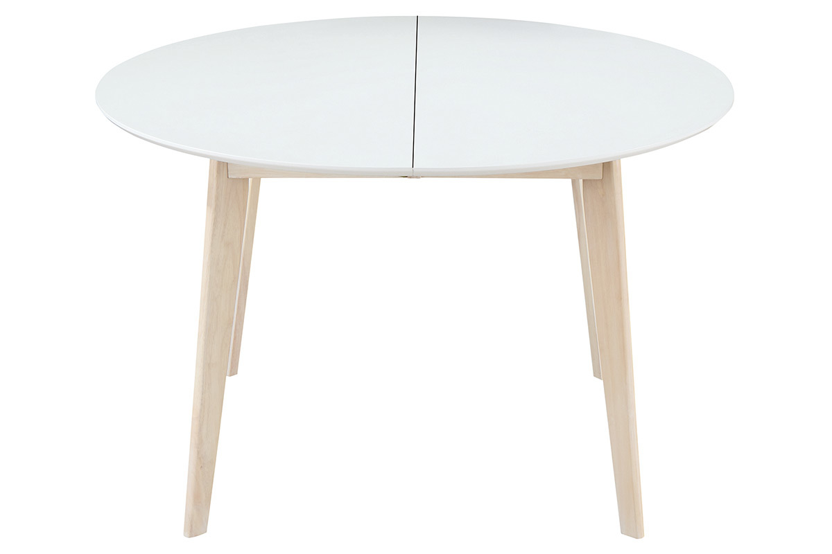 Tavolo Da Pranzo Design Rotondo Allungabile Bianco E Legno