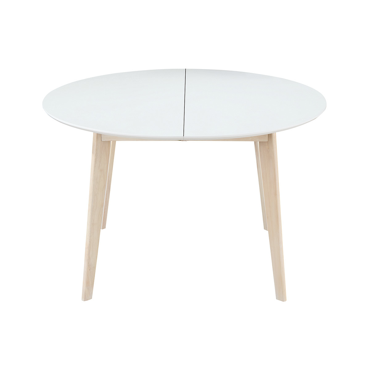 Tavolo da pranzo design rotondo allungabile bianco e legno L120-150 LEENA