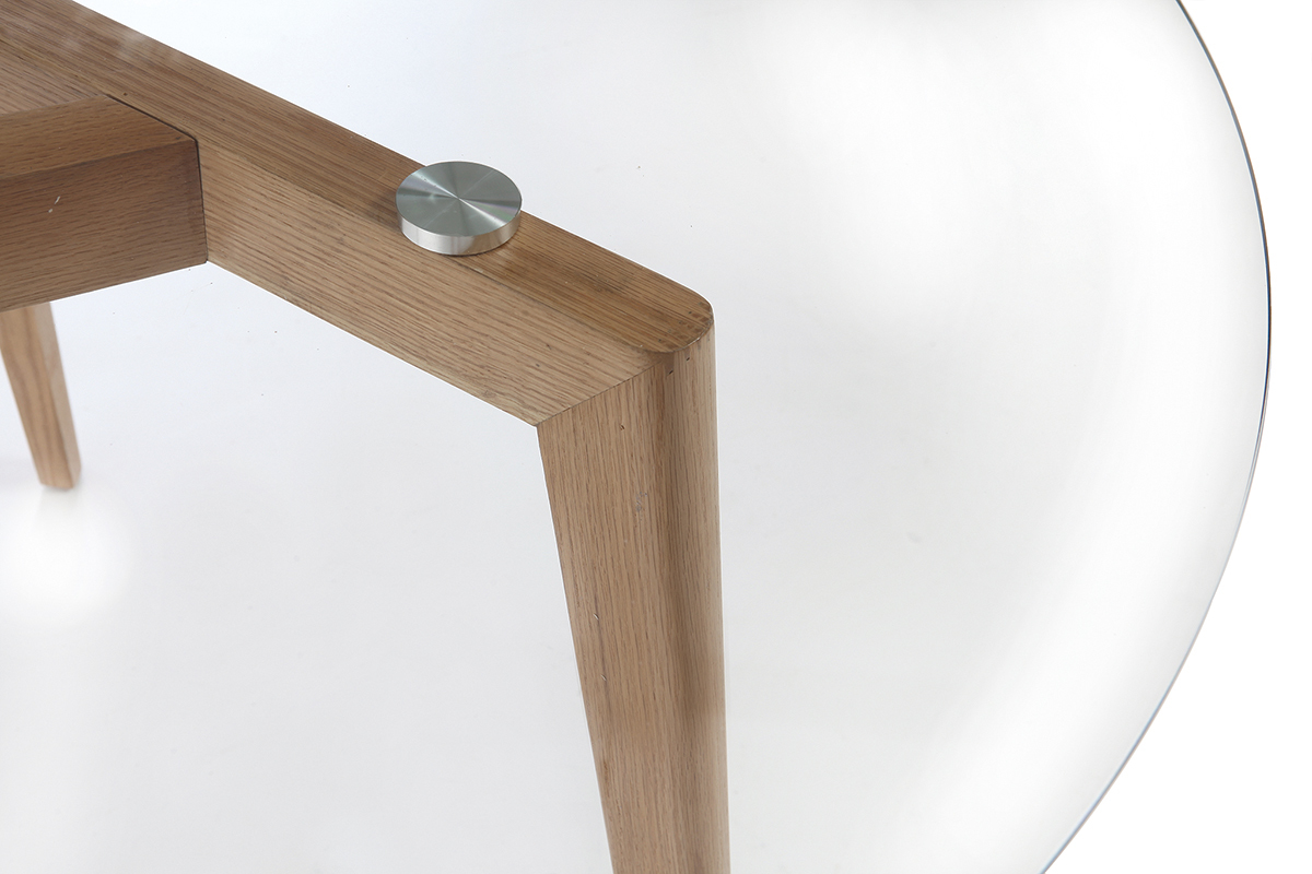 Tavolo da pranzo design rotondo con ripiano in vetro D125 DAVOS