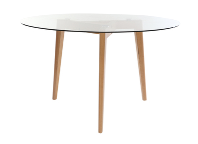 Tavolo da pranzo design rotondo con ripiano in vetro DAVOS