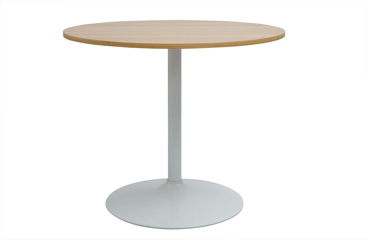 Tavolo da pranzo design rotondo in finitura quercia e bianco D90 cm CALISTA