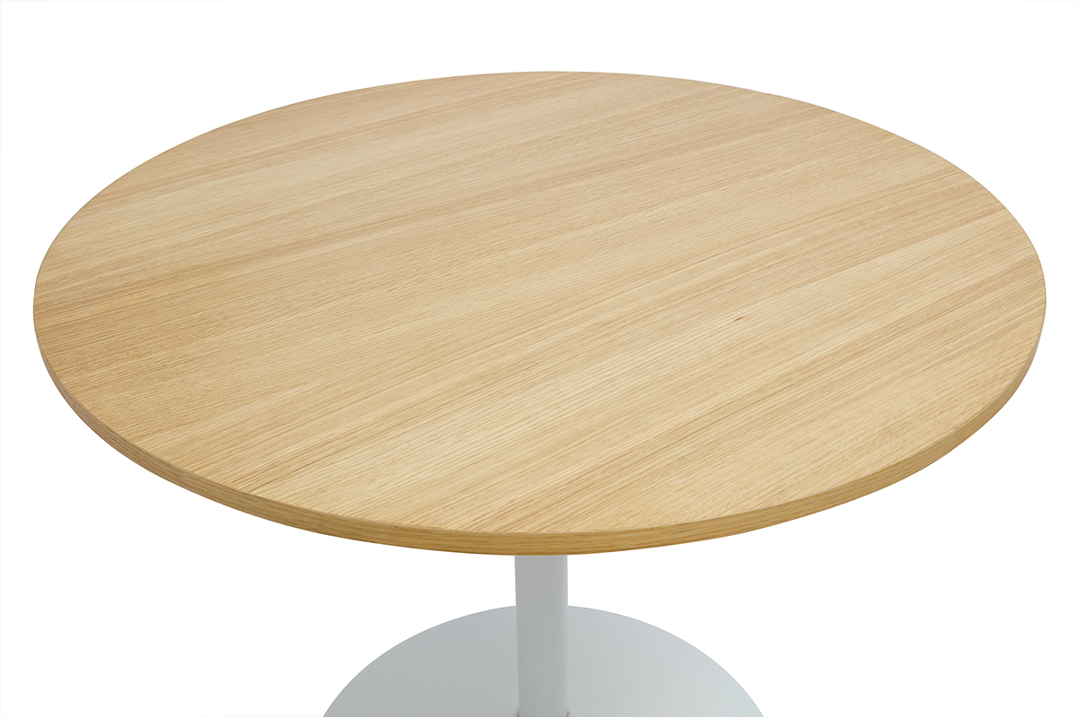 Tavolo da pranzo design rotondo in finitura quercia e bianco D90 cm CALISTA