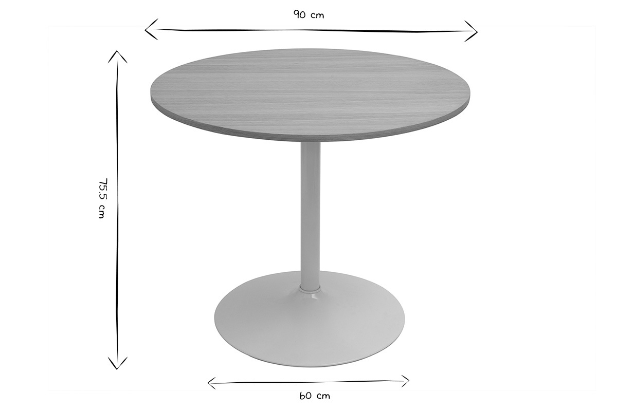 Tavolo da pranzo design rotondo in finitura quercia e bianco D90 cm CALISTA
