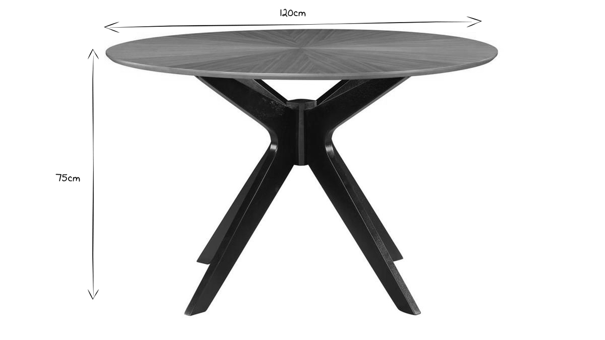 Tavolo da pranzo design rotondo noce D120 cm DIELLI