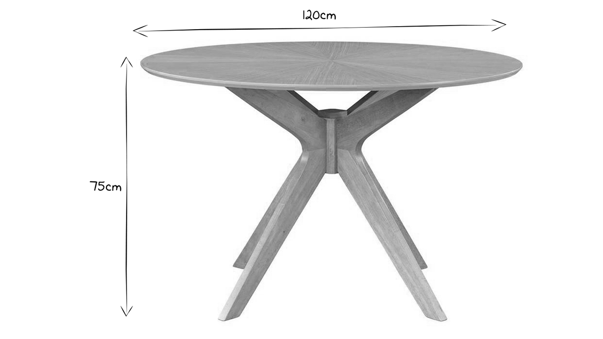 Tavolo da pranzo design rotondo rovere D120 cm DIELLI