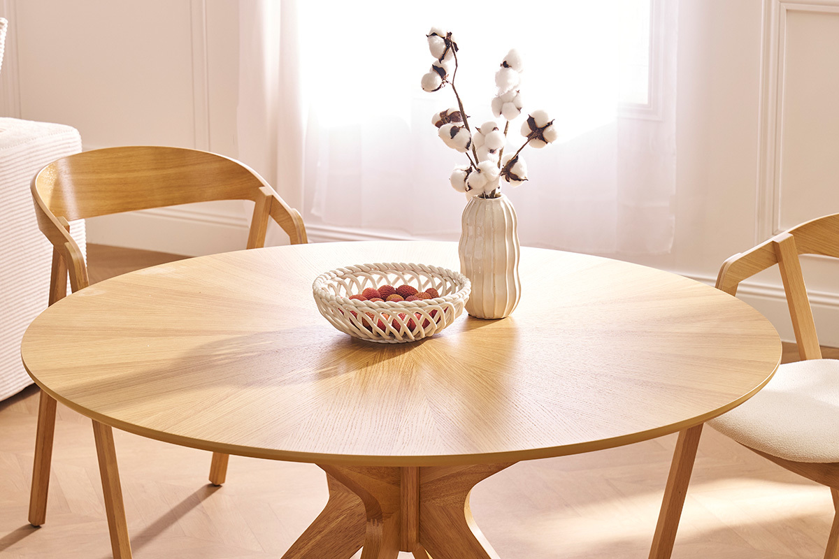 Tavolo da pranzo design rotondo rovere D120 cm DIELLI