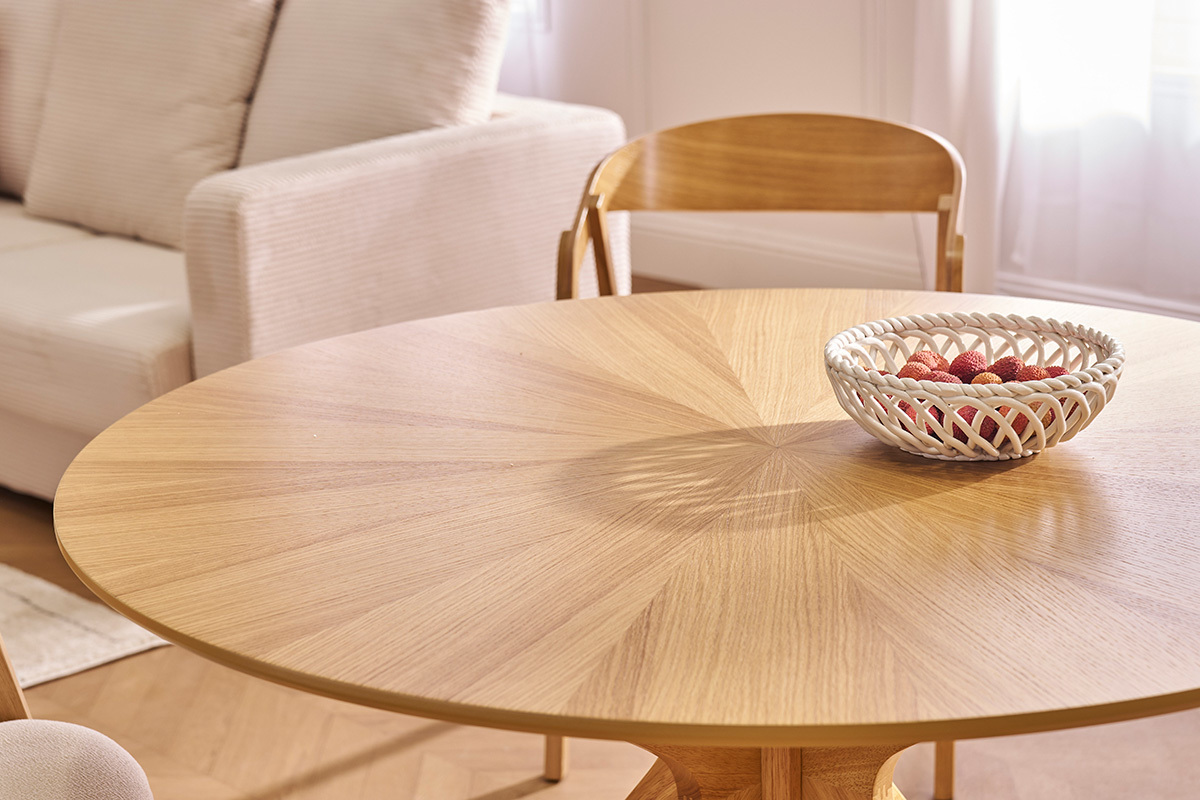 Tavolo da pranzo design rotondo rovere D120 cm DIELLI