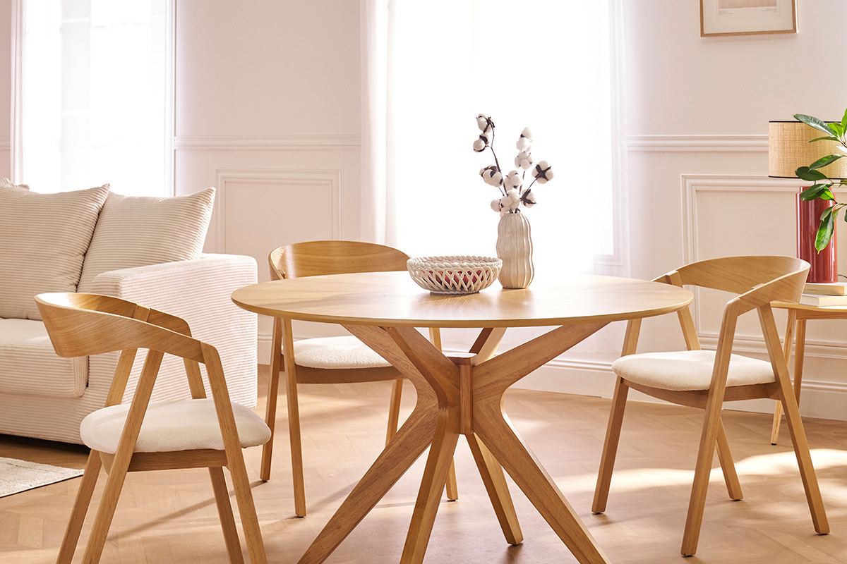 Tavolo da pranzo design rotondo rovere D120 cm DIELLI