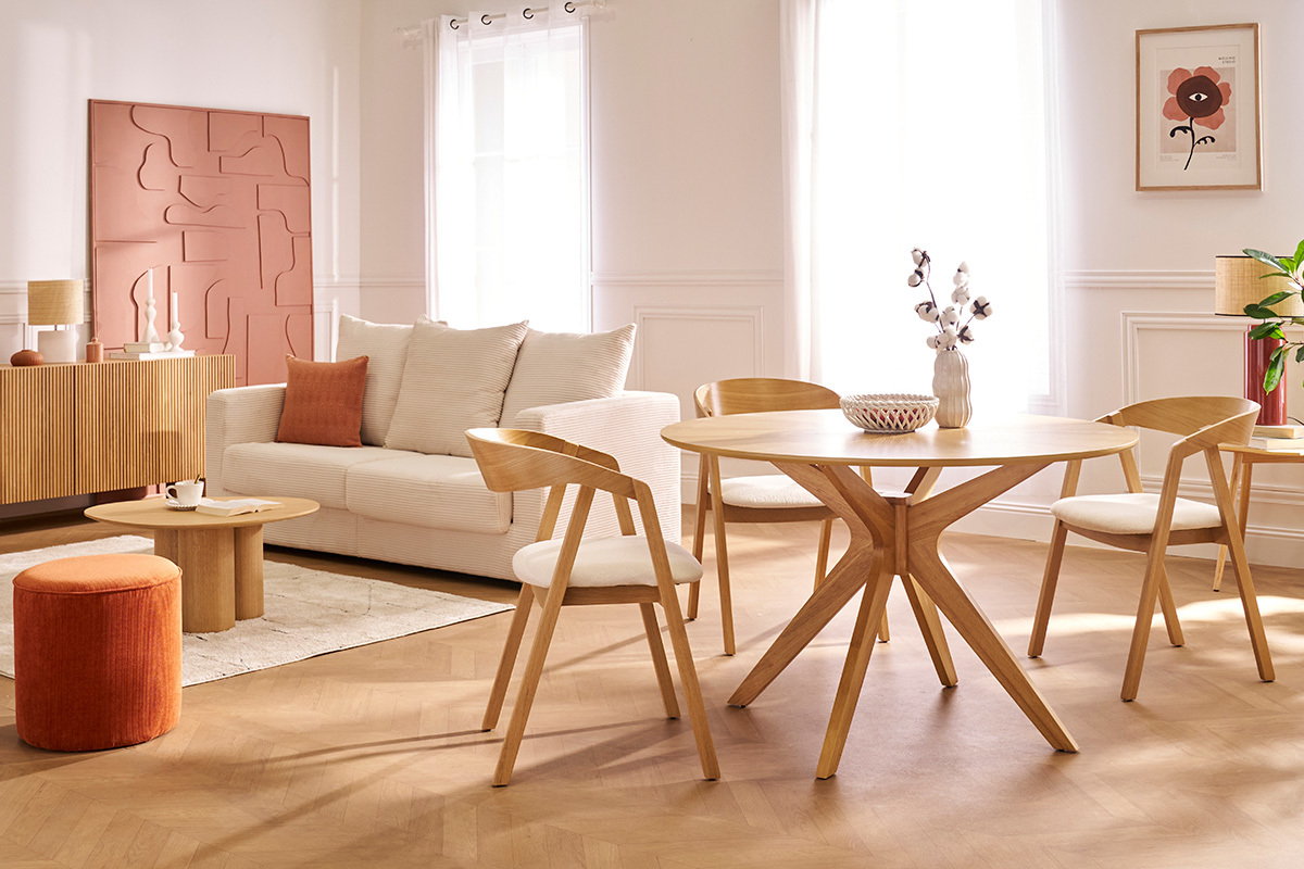 Tavolo da pranzo design rotondo rovere D120 cm DIELLI