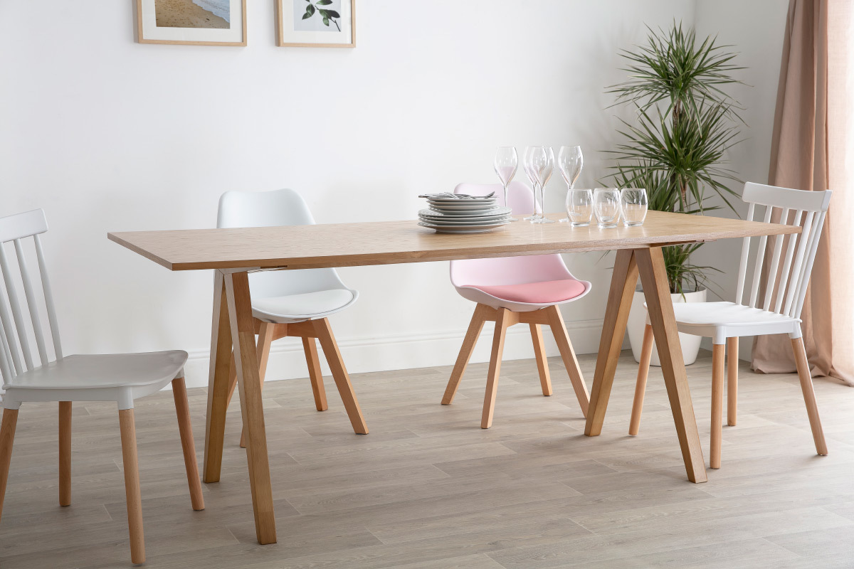Tavolo da pranzo design scandinavo quercia L180 DANA