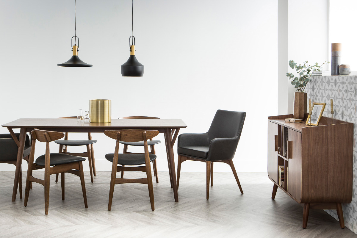 Tavolo da pranzo design vintage noce WALFORD