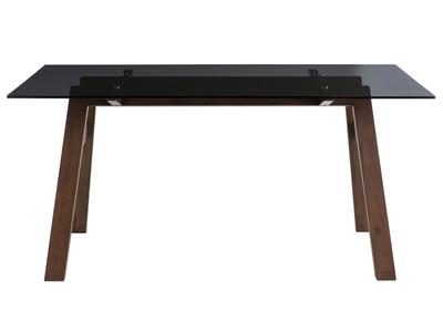 Tavolo da pranzo di design in vetro fumé nero e legno L160 cm BACCO