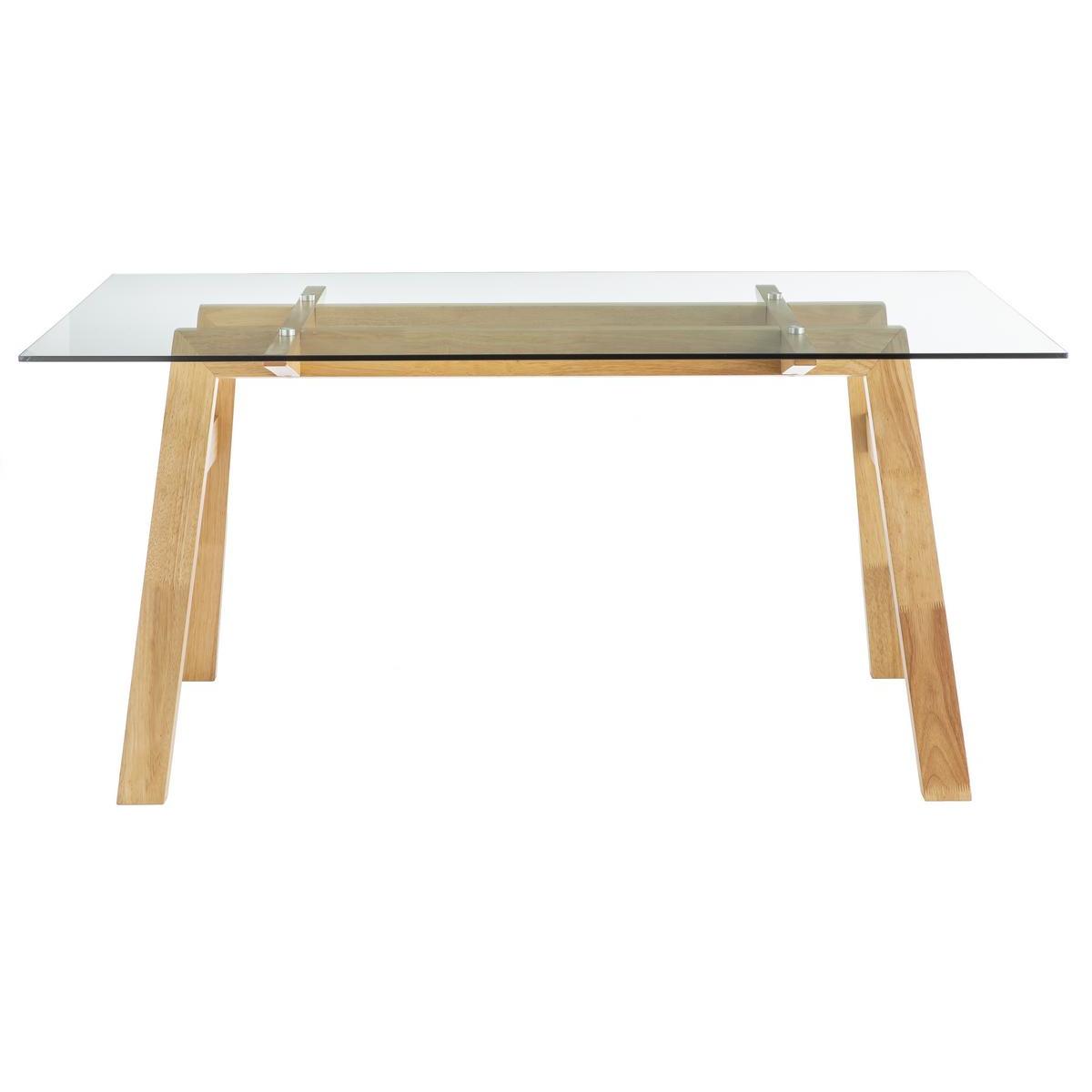 Tavolo da pranzo di design in vetro trasparente e legno L160 cm BACCO