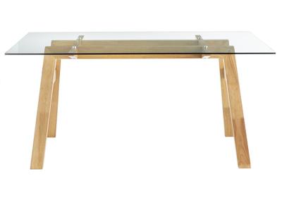 Tavolo da pranzo di design in vetro trasparente e legno L160 cm BACCO