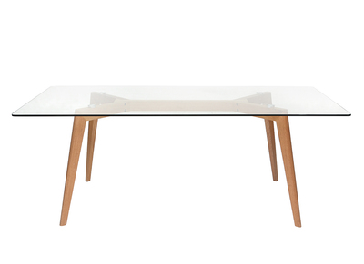 Tavolo da pranzo, di design, rettangolare, con ripiano in vetro, dimensioni: 200 cm, modello: DAVOS - Tavolo da pranzo, di design, rettangolare, con ripiano in vetro, dimensioni: 200 cm, modello: DAVOS