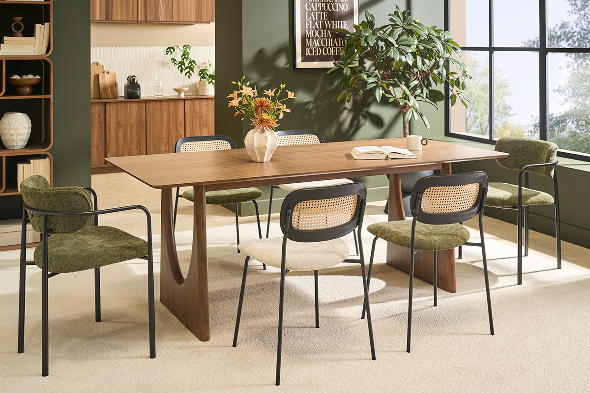 Tavolo da pranzo di design rettangolare in legno scuro noce L200 cm KUALA