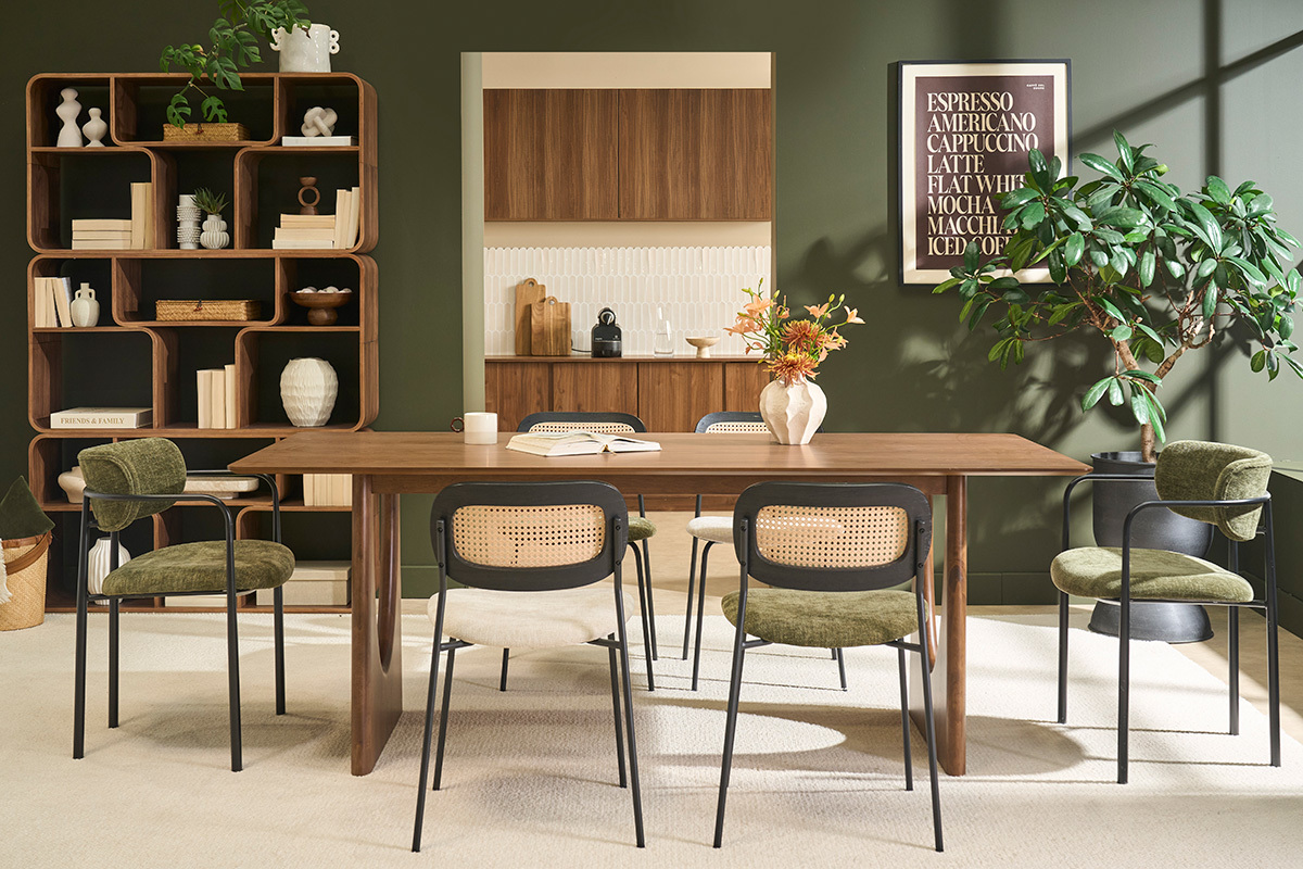 Tavolo da pranzo di design rettangolare in legno scuro noce L200 cm KUALA