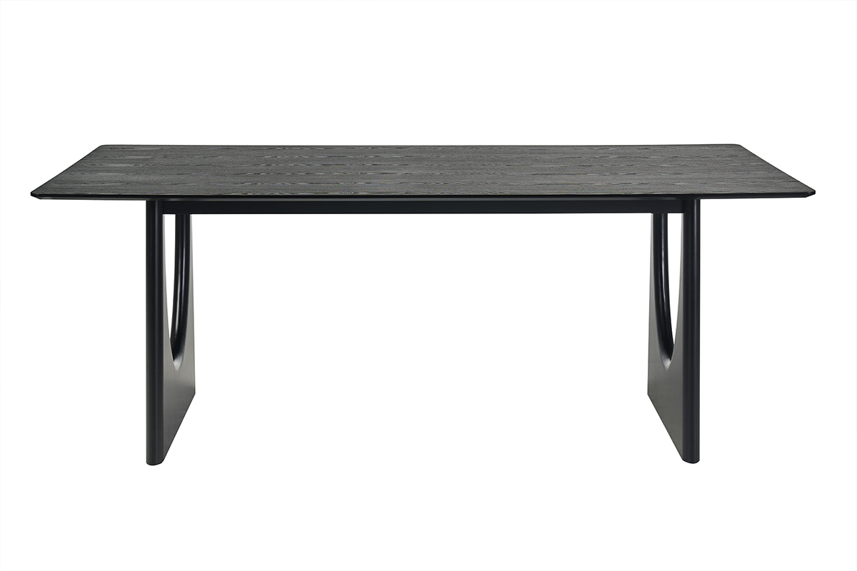 Tavolo da pranzo rettangolare nero L200 cm KUALA vista frontale con gambe in legno massello