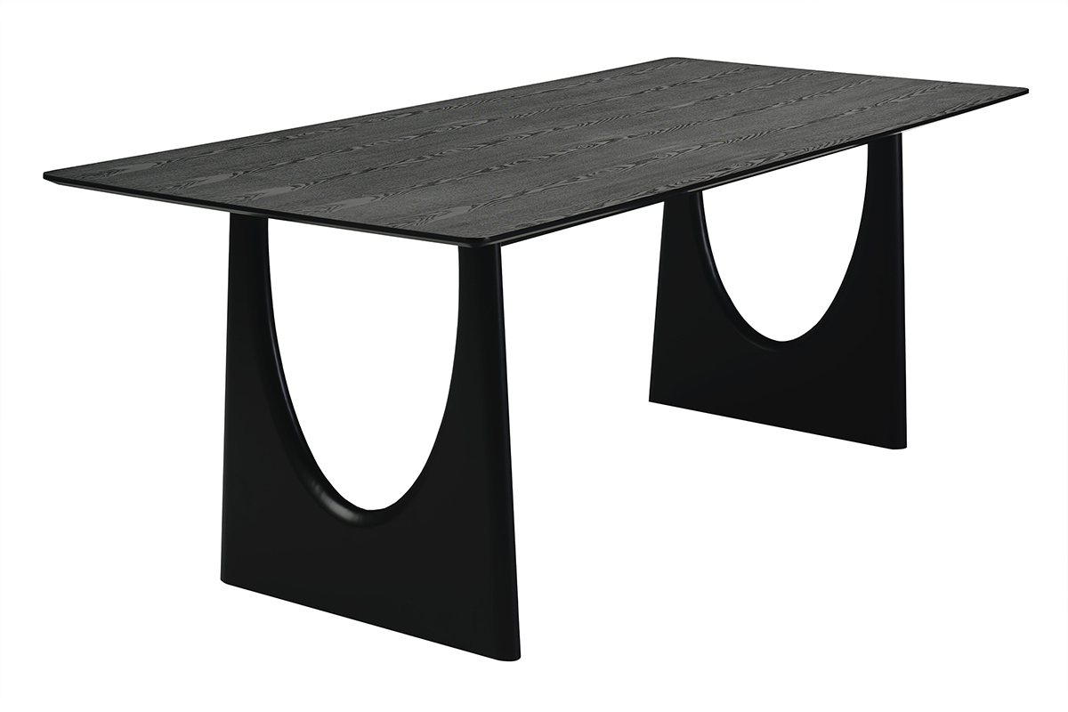 Tavolo da pranzo rettangolare nero KUALA, vista 3/4, dimensioni L200 x P90 x H75 cm