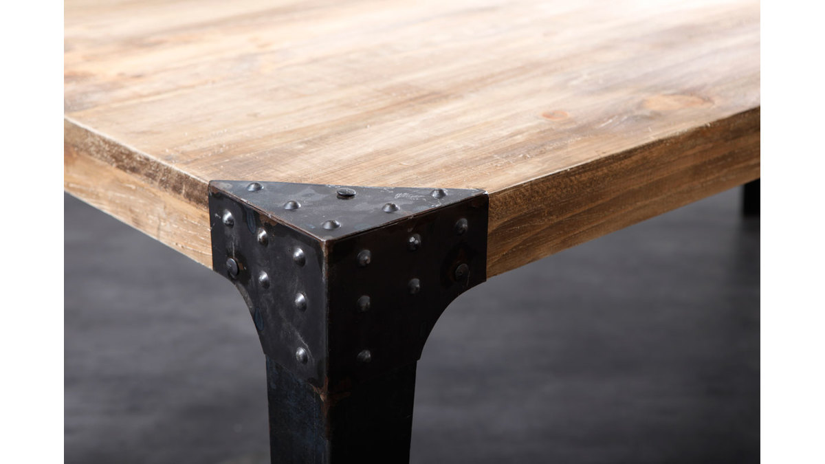 Tavolo da pranzo di stile industriale in acciaio e legno L200 MADISON