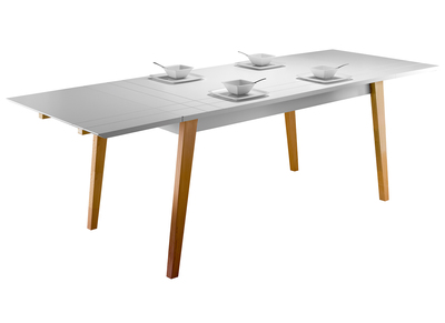 Tavolo da pranzo estensibile laccato bianco opaco e legno L160-250 ADORNA - Tavolo da pranzo estensibile laccato bianco opaco e legno L160-250 ADORNA