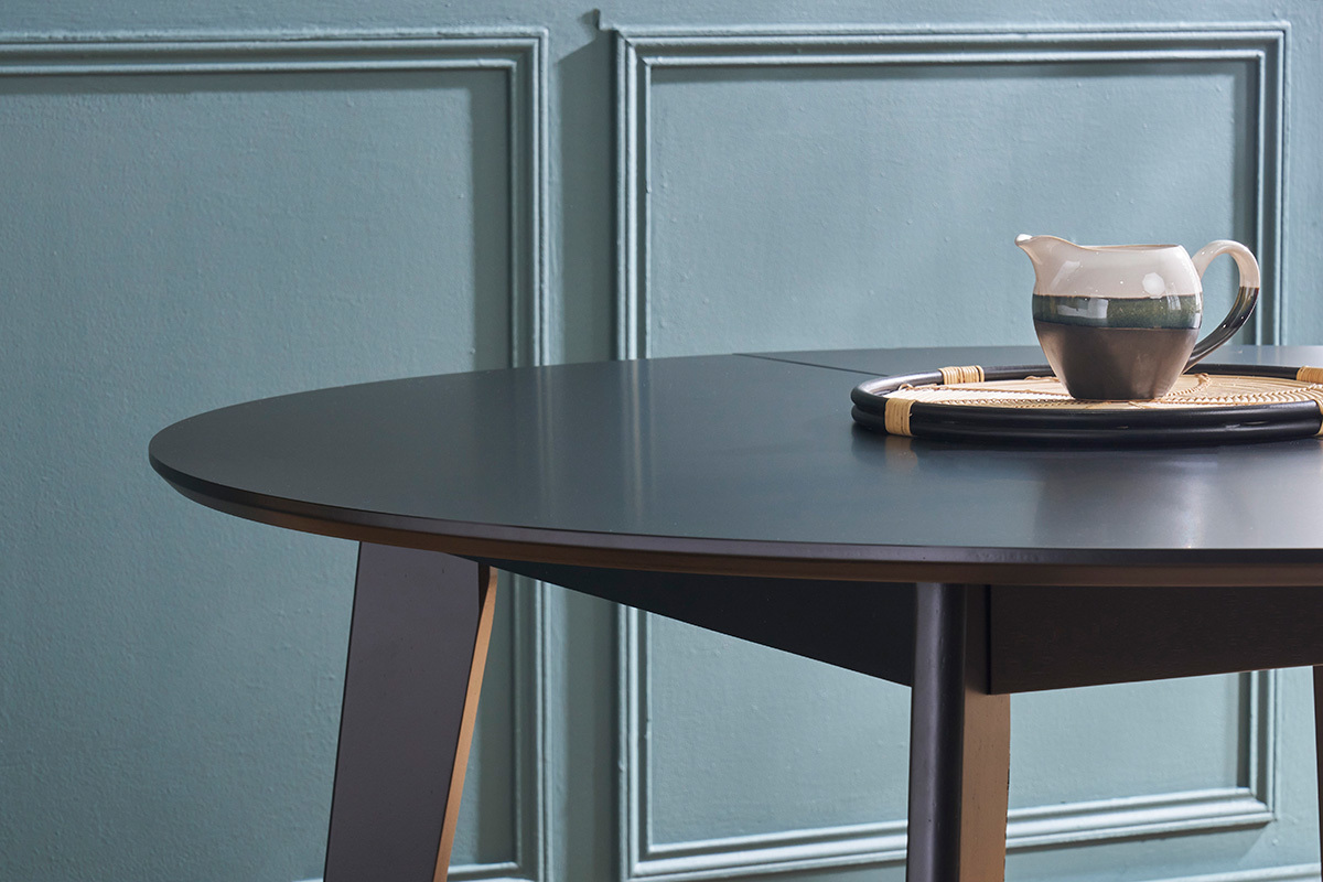Tavolo da pranzo estensibile rotondo nero L120-150 cm LEENA
