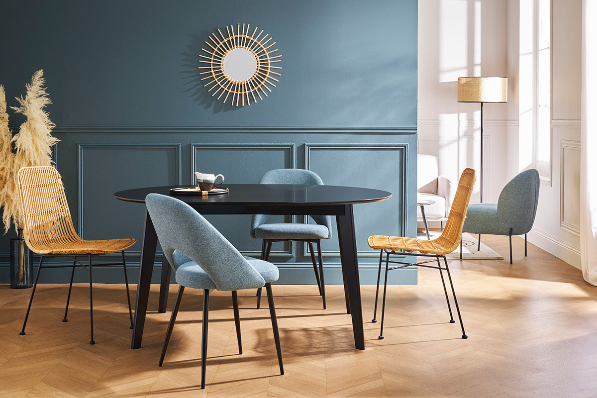 Tavolo da pranzo estensibile rotondo nero L120-150 cm LEENA