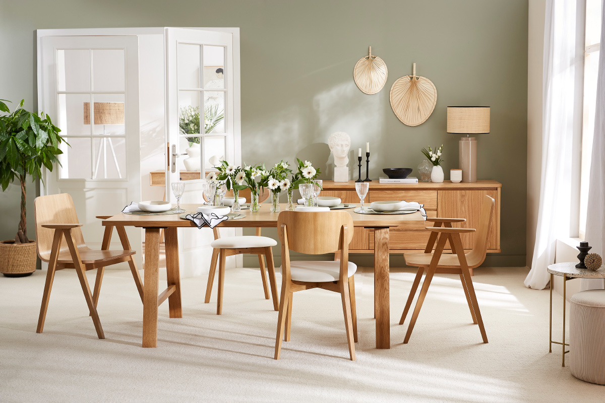 Tavolo da pranzo impiallacciatura rovere L180 cm SAULE
