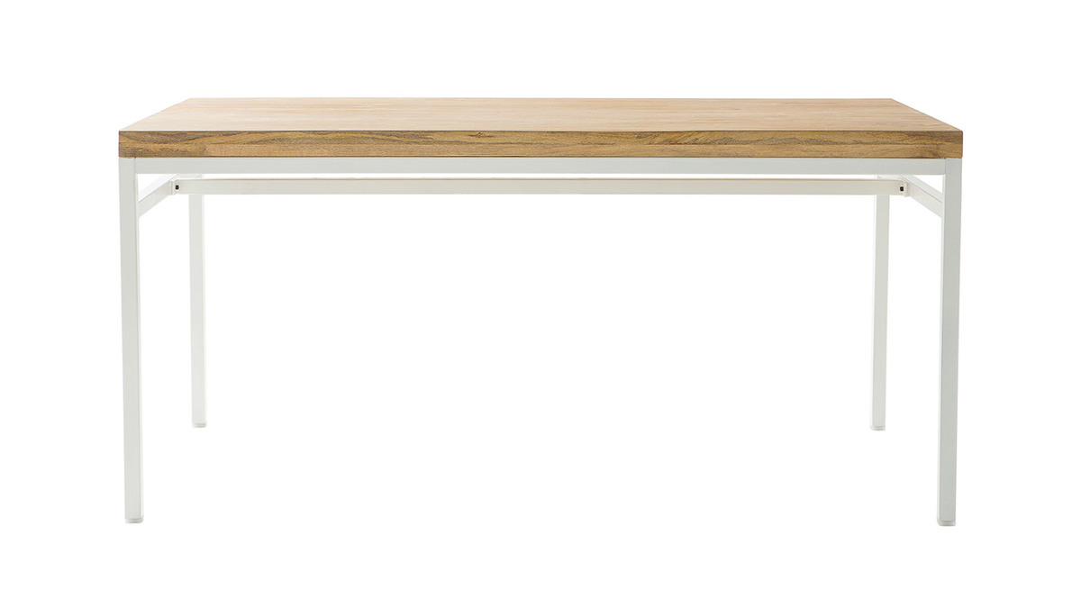 Tavolo da pranzo in legno di mango e metallo bianco L160 BOHO