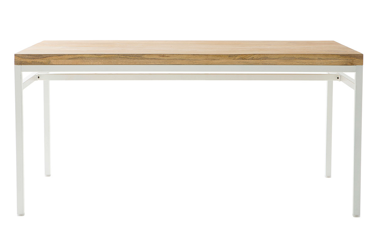 Tavolo da pranzo in legno di mango e metallo bianco L160 BOHO