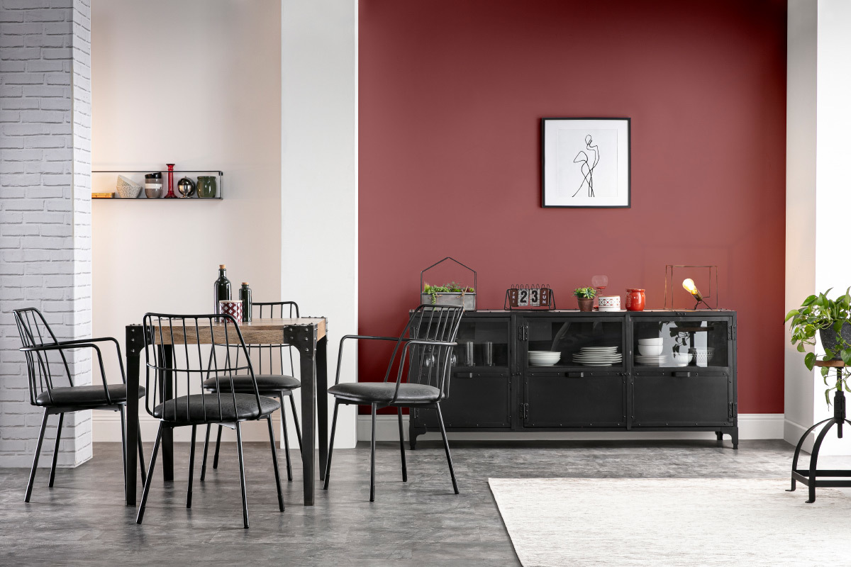 Tavolo da pranzo industriale acciaio e legno L80 MADISON