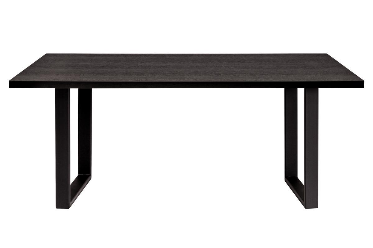 Tavolo da pranzo industriale impiallacciatura rovere e base in metallo nero L180 cm VALDA