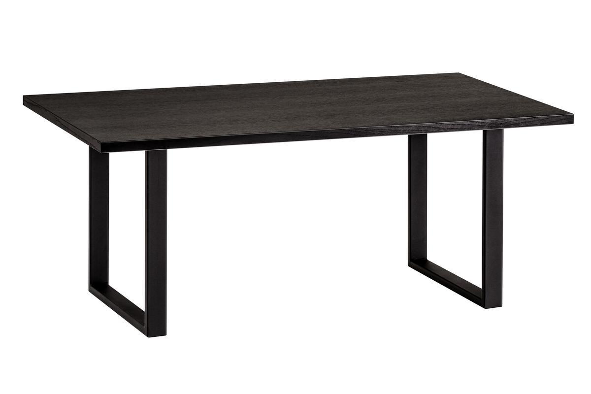 Tavolo da pranzo industriale impiallacciatura rovere e base in metallo nero L180 cm VALDA